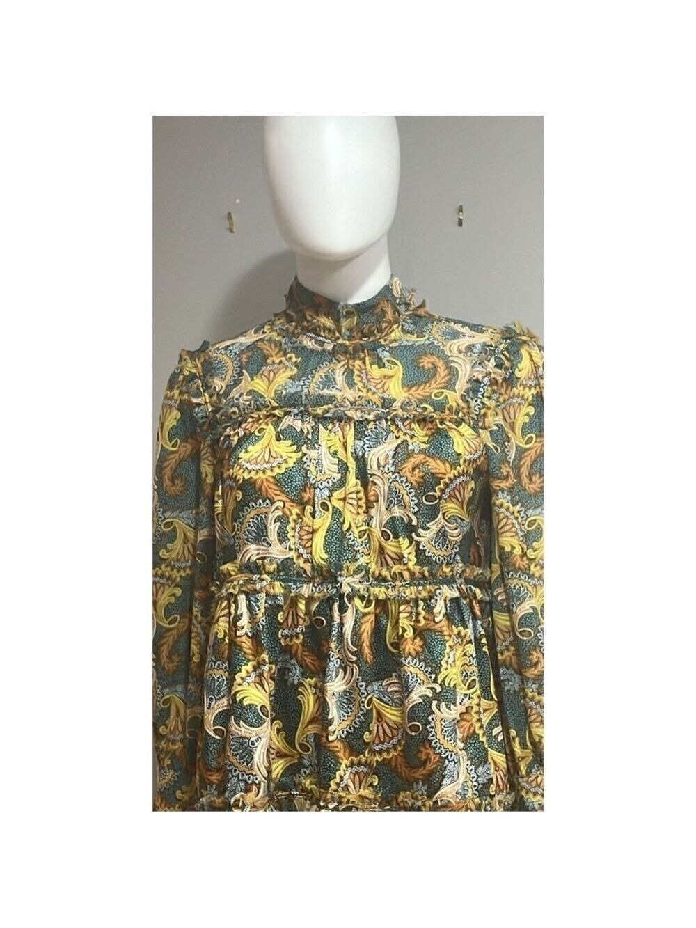 Cinq a Sept Brady Paisley Ruffle Tiered Babydoll Dress Size 6 - Picture 13 of 16